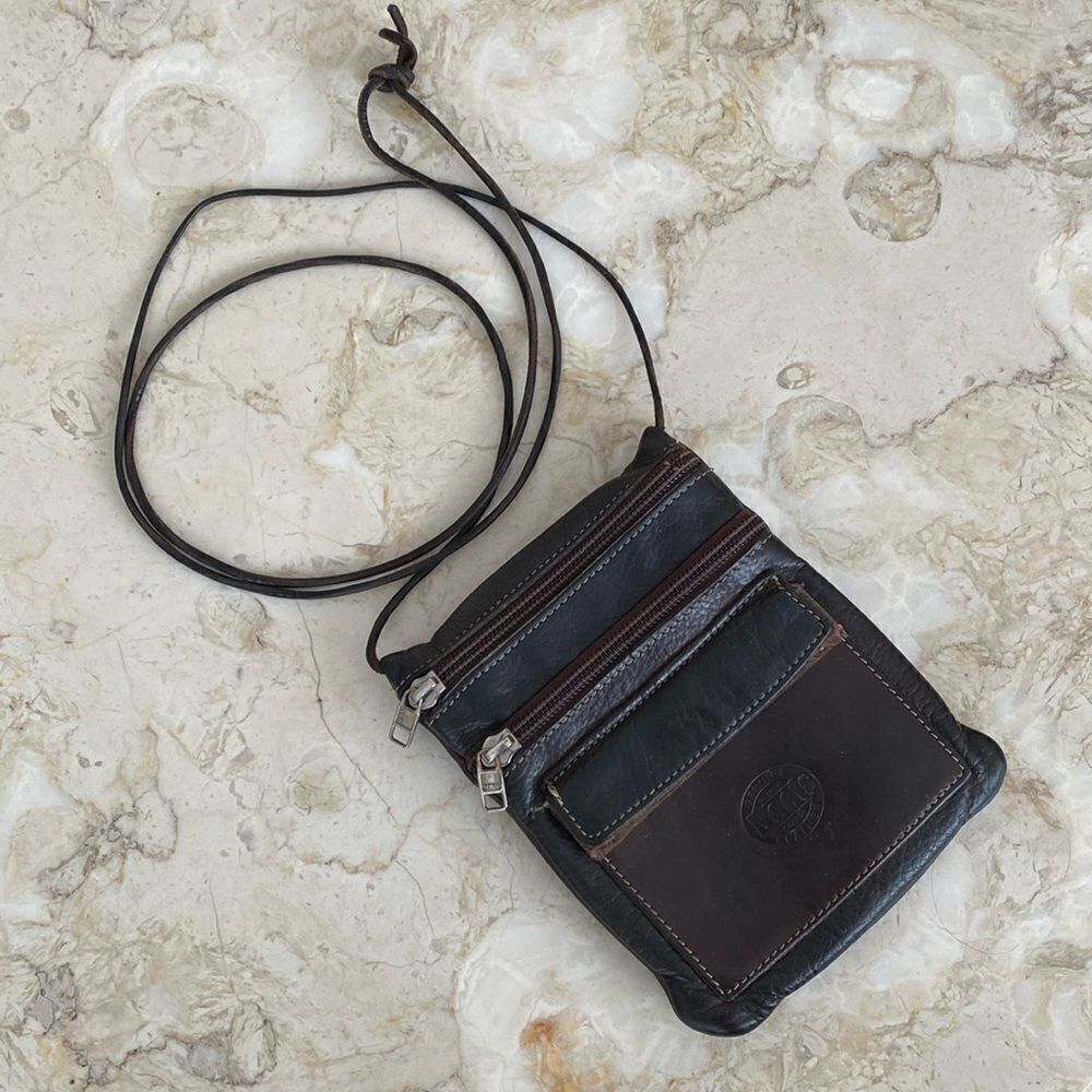 Vintage Roots Hanging Pouch Tribe Leather Crossbody Bag Brown - Picture 4 of 12